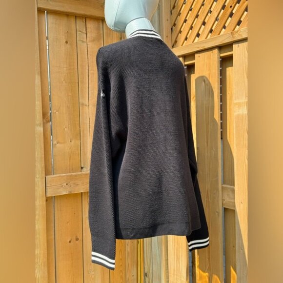 🆕 ALO YOGA 🧿 NWOT Tennis Club Sweater Knit Cardigan, Black/White - Sz S US 2-4 - Picture 5 of 16